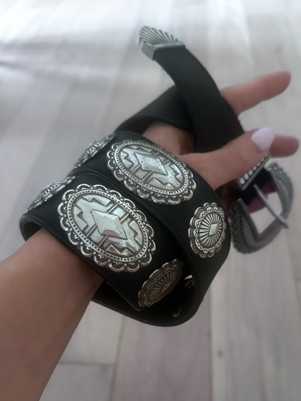 Vintage genuine leather concho western belt